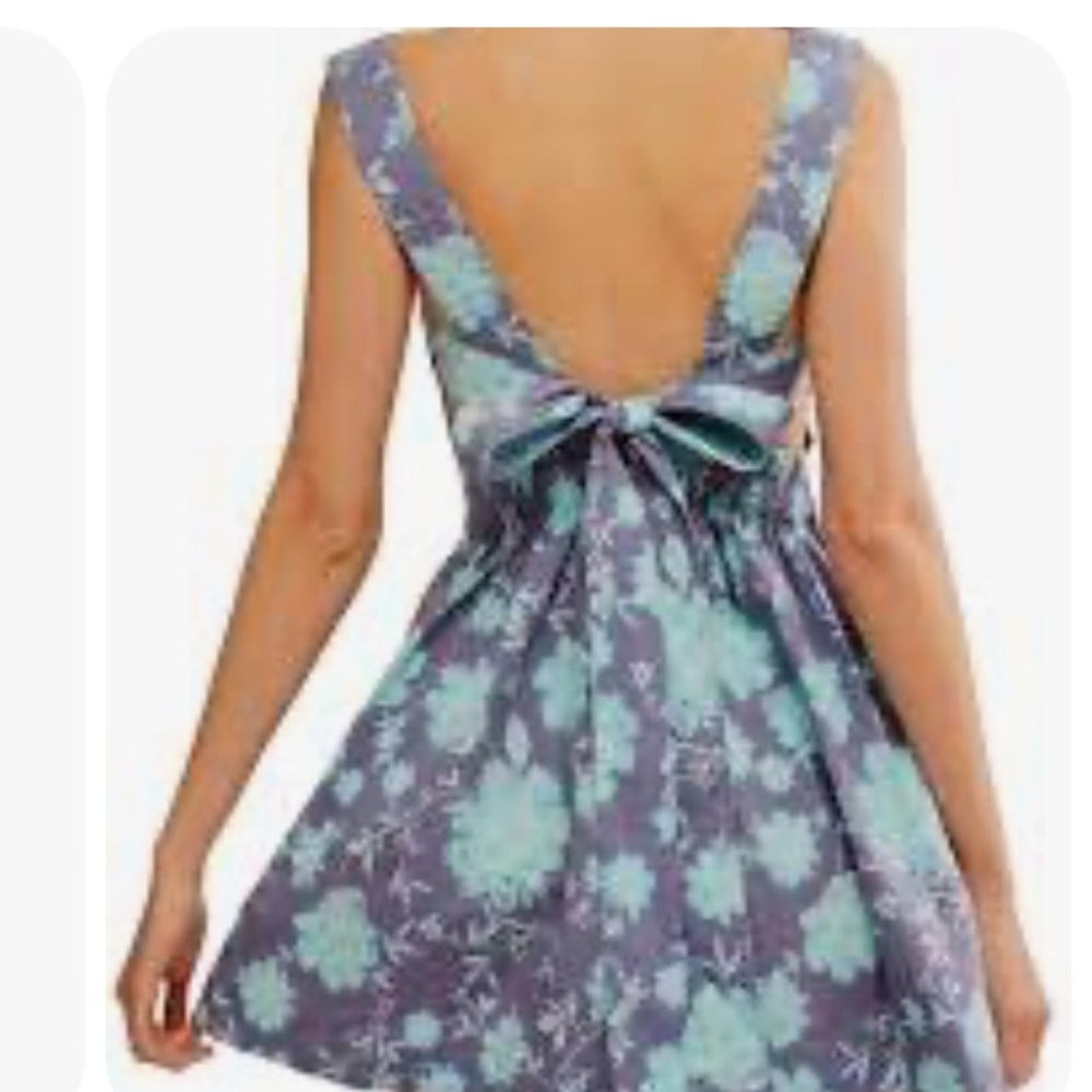 Free People Floral Square-Neck Dress in Lavender and Mint